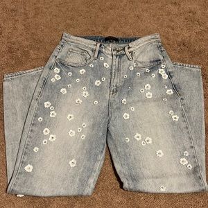 Juicy Couture jeans with white/ gem flowers